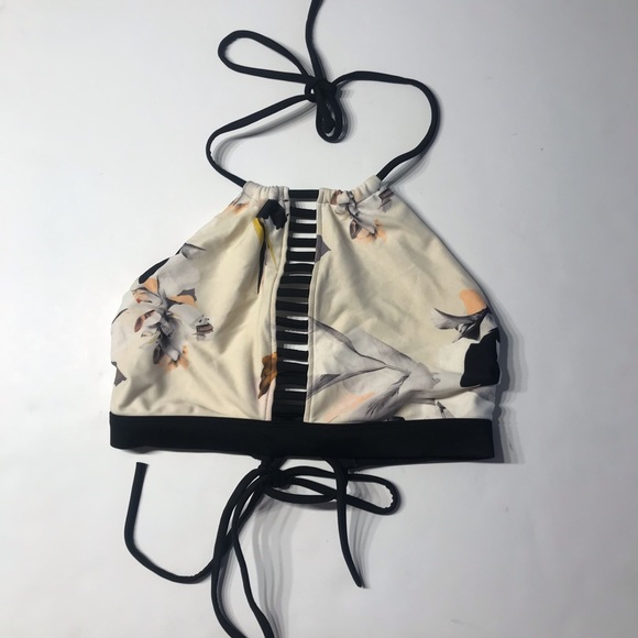 Athleta Polynesia High Neck Ladder Halter Bikini Top 778022 Black Size Small. - Picture 3 of 10